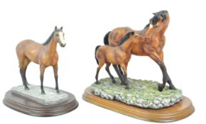 A Leonardo Galleries resin figure of a mare and foal, 23cm high,