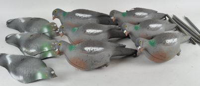 A group of plastic wood pigeon shooting decoys,