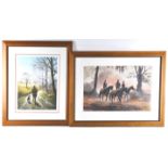 Caroline Cook, Race Horses, Morning Exercise, watercolour and bodycolour, signed lower left,