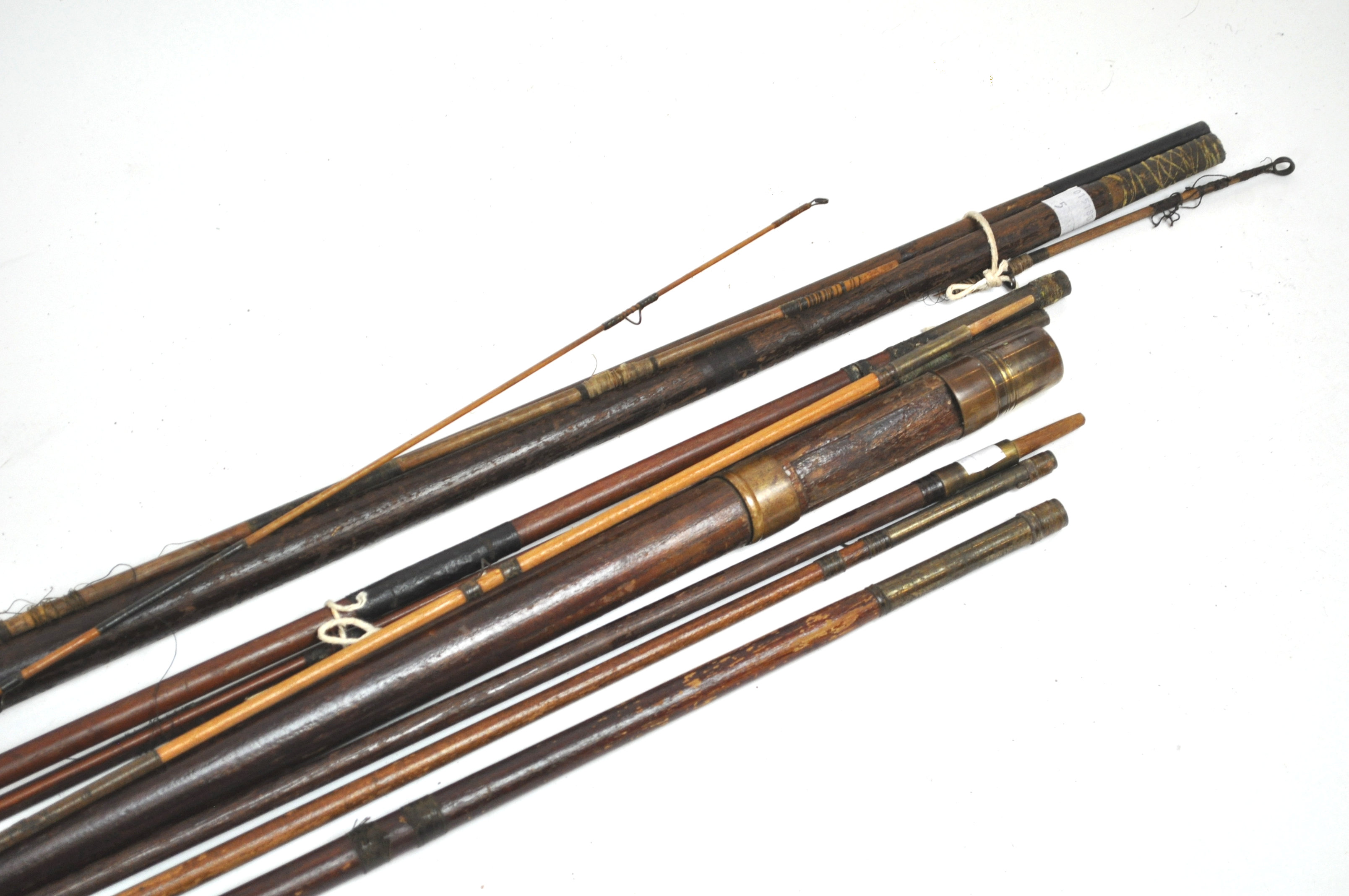 A group of four antique fishing rods, - Image 2 of 4