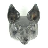 A cast iron stirrup cup style fox's mask sculpture,