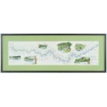 A framed print Fisherman's map of the Salmon pools on part of the river Spey, by I Scott,