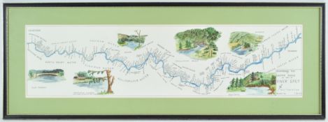 A framed print Fisherman's map of the Salmon pools on part of the river Spey, by I Scott,