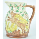 A Mason's pottery jug, moulded with a Stag hunting scene, printed marks, 18.5cm high