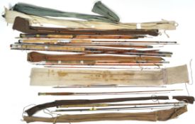 Seven vintage coarse rods, including Allcocks,