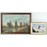M L Upham, Riding the Track, oil on canvas, signed lower right, 49cm x 76cm,