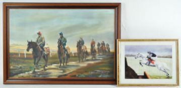 M L Upham, Riding the Track, oil on canvas, signed lower right, 49cm x 76cm,