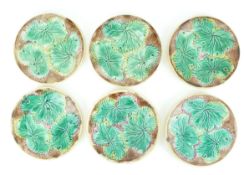 A set of six Victorian majolica plates