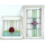 Two leaded stained glass windows,