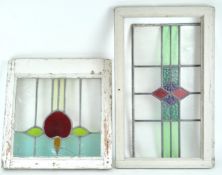 Two leaded stained glass windows,