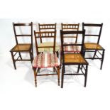 Two sets of three Victorian chairs,