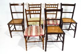 Two sets of three Victorian chairs,