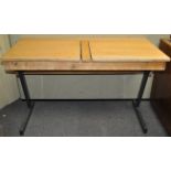 A double school desk,