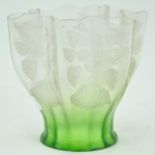 A green etched glass lampshade,
