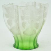 A green etched glass lampshade,