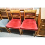 A Victorian mahogany dining chair and a pair of mahogany dining chairs