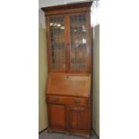 An oak bureau bookcase,