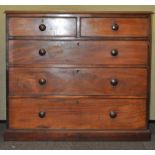 A mahogany chest of drawers,