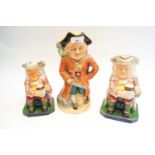 Two Copeland pottery Toby jugs and a Long John Silver example,