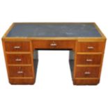 An Art Deco walnut desk,