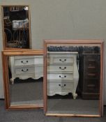 Three mirrors in rectangular wood frames