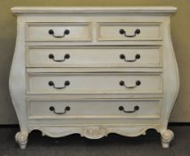 A cream painted chest of drawers