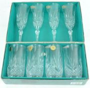 Two boxes of four Saltzburg crystal glasses