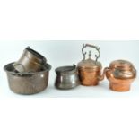 A copper and brass kettle,