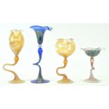 Four Thuringer glass vases,