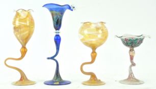 Four Thuringer glass vases,