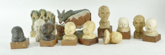 A collection of busts and figures