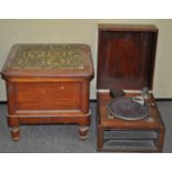 A commode, a stool and a gramophone,