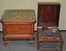A commode, a stool and a gramophone,