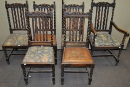 Six barley twist chairs