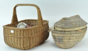 Two wicker baskets with contents