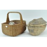 Two wicker baskets with contents