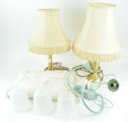 Two table lamps and a ceiling light