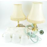 Two table lamps and a ceiling light
