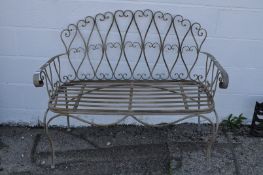 A metal garden bench