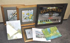 A Guinness mirror and other items