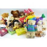 A collection of children's teddy bears and toys
