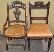A 19th century mahogany bergere seat chair, 94cm high,