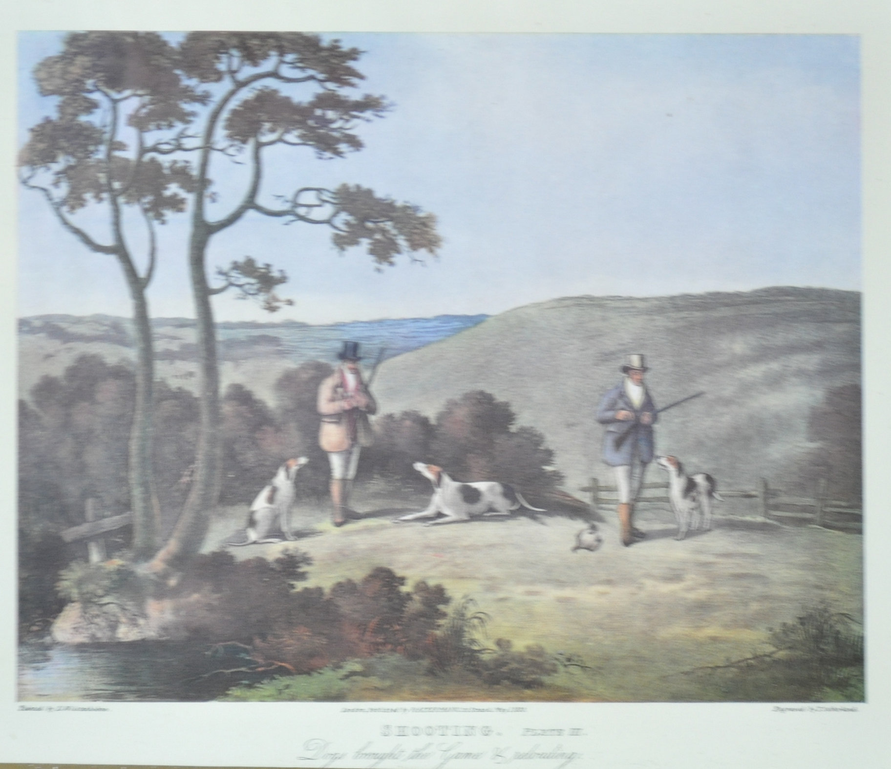 Sutherland after Wolstenholme, Shooting, coloured prints, a pair,