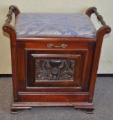 A Victorian mahogany piano stool with box base,