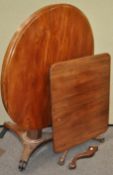 A William IV mahogany tilt top table and another tilt top table