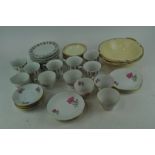 A rose decorated tea set and other items