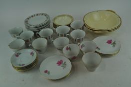 A rose decorated tea set and other items