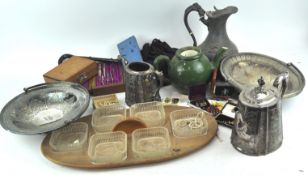 A quantity of items to include a ladies parasol and silver plate