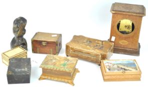 A group of boxes and other items