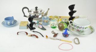 Glass paperweights and other items,